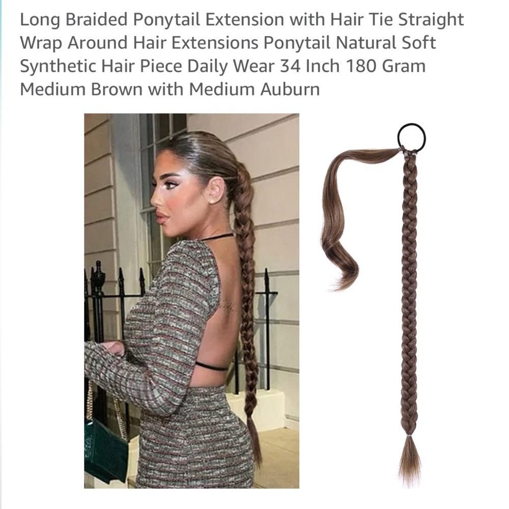 Long braided pony tail extension